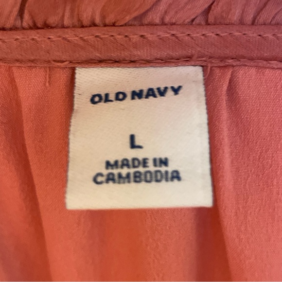 🔥 Old Navy | Mauve Waist-Defined Crinkle-Chiffon Ruffle-Sleeve Dress Large - Picture 7 of 9